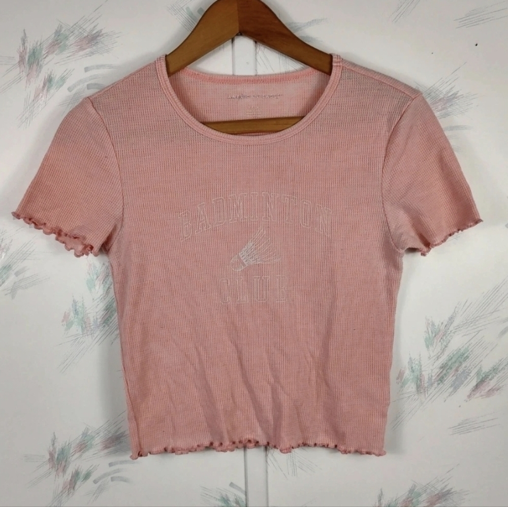 American Eagle Short Sleeve Crop Top Women's Small Badminton